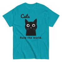 Image 7 of Unisex classic tee, Cats Rule the World T-Shirt | Cute Black Cat Funny Graphic Tee