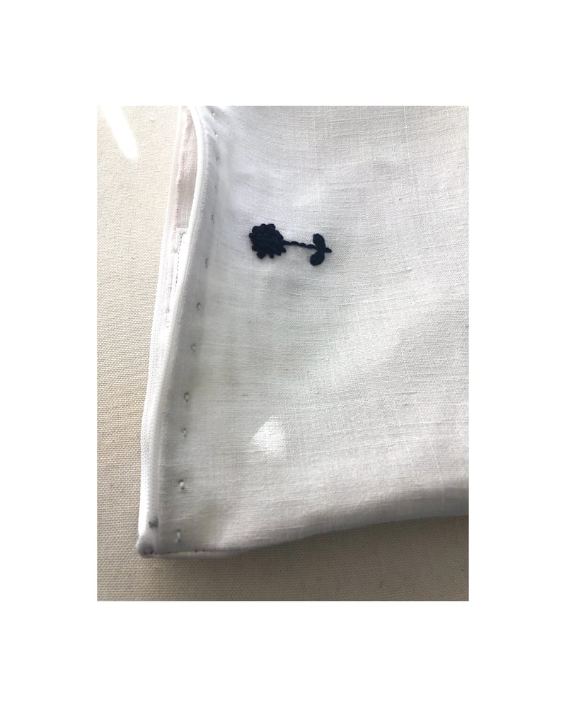 Image of petit indigo flower linen bag
