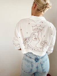 Image 2 of Cropped Button up Shirt - Queen of Hearts