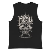 Image 1 of ABSU - HIGHLAND TYRANT ATTACK (VINTAGE WHITE PRINT) MUSCLE SHIRT