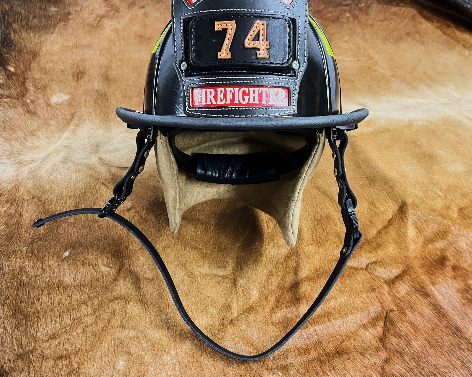 Firefighter Leather Helmet Strap Golden Age Supply Co.