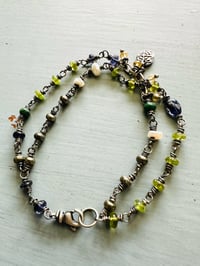 Image 4 of peridot and emerald double strand charm bracelet