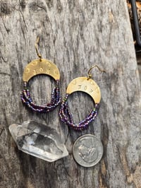 Image 3 of Purple JOY beaded earrings