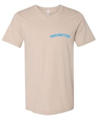 Family Matters Blue Logo T-Shirt - Tan