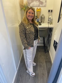 Image 2 of Leopard print stretch denim jackets