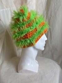 Image 2 of Hairy Orange/Green Beanie