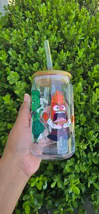 Image 1 of 16-ounce glass includes straw and straw washing brush 