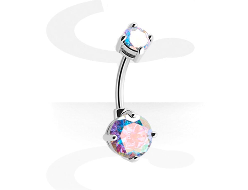 FASHION JEWELED BANANA - NAVEL PIERCING AURORA BOREALIS ZIRCON 