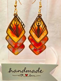 Image 3 of Handcrafted Resin Sun Goddess Earrings 