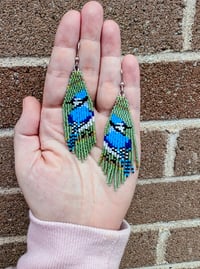 Image 2 of Made to order Blue Jays fringe earrings