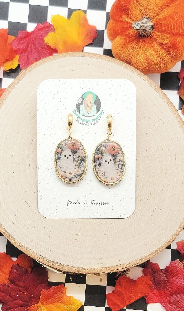 Image of Framed Floral Ghost Dangles