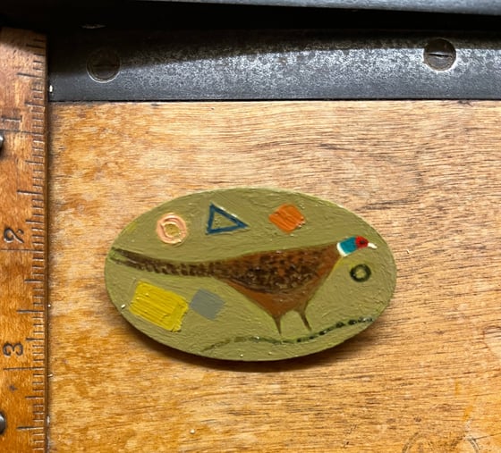 Image of Pheasant and shapes brooch 