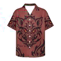 Image 4 of Men's Pique Pua'a Print Collard Shirt
