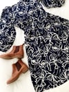 Ready Made Abstract Navy & White Smock Top/Rachael Skirt Set with free postage 