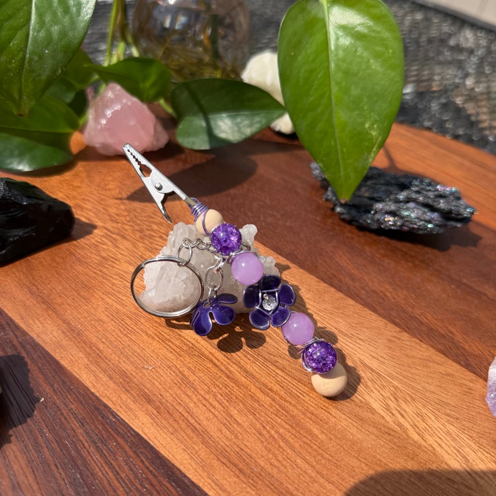 Image of violet petal clip keychain 