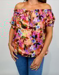 Watercolour Flower Bardot Gypsy Top
