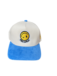 Image 1 of Cream and light blue  SnapBack suede brim 