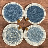 Image 6 of SEWING - YOUR CHOICE - Set of 4 Rope & Fabric Coasters