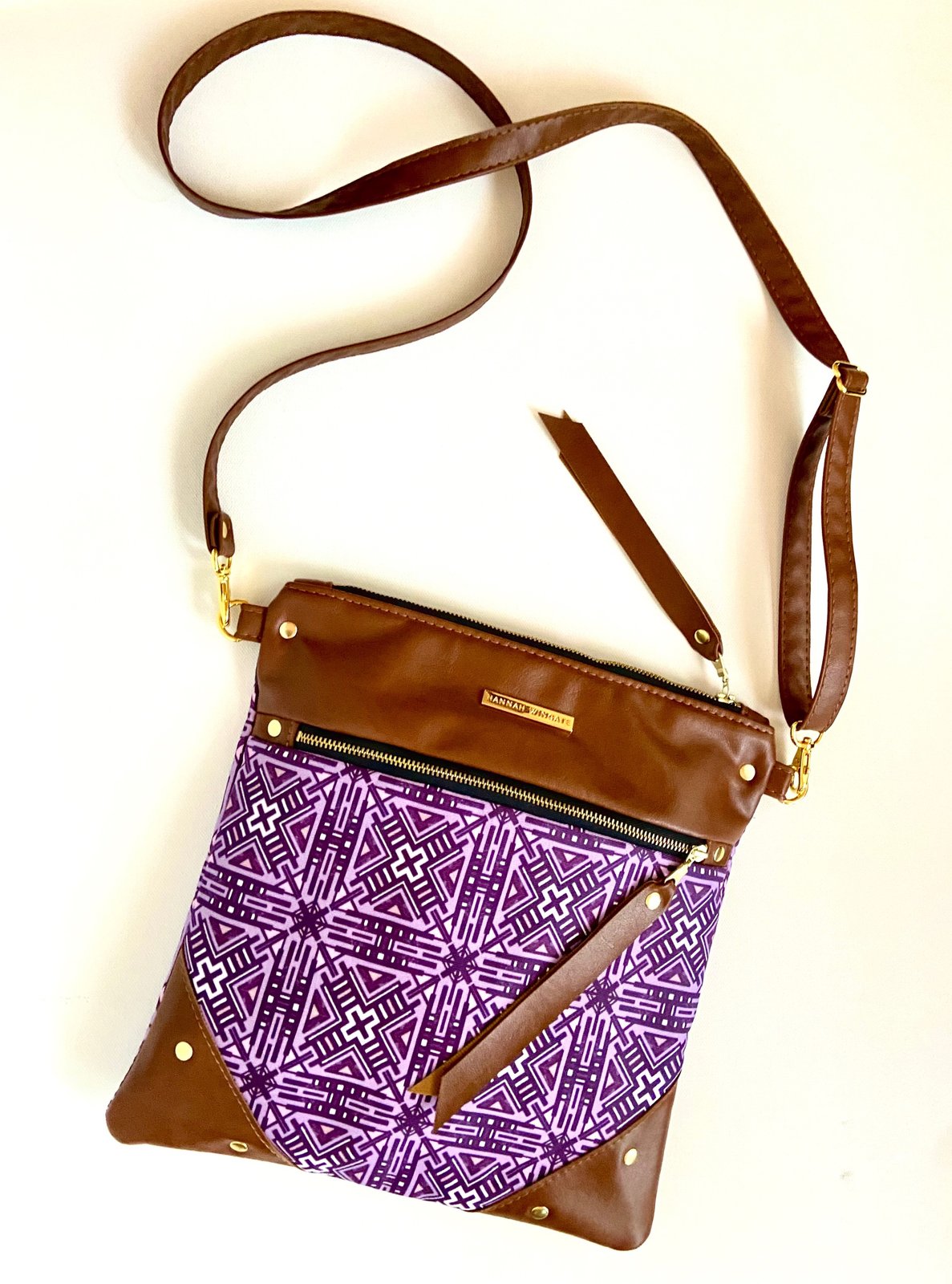 Medium Purple tile crossbody bag | Hannah Wingate Designs