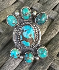 Image 2 of Vintage 7 stone turquoise cluster ring 