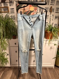 Image 2 of Button front light wash jeans 