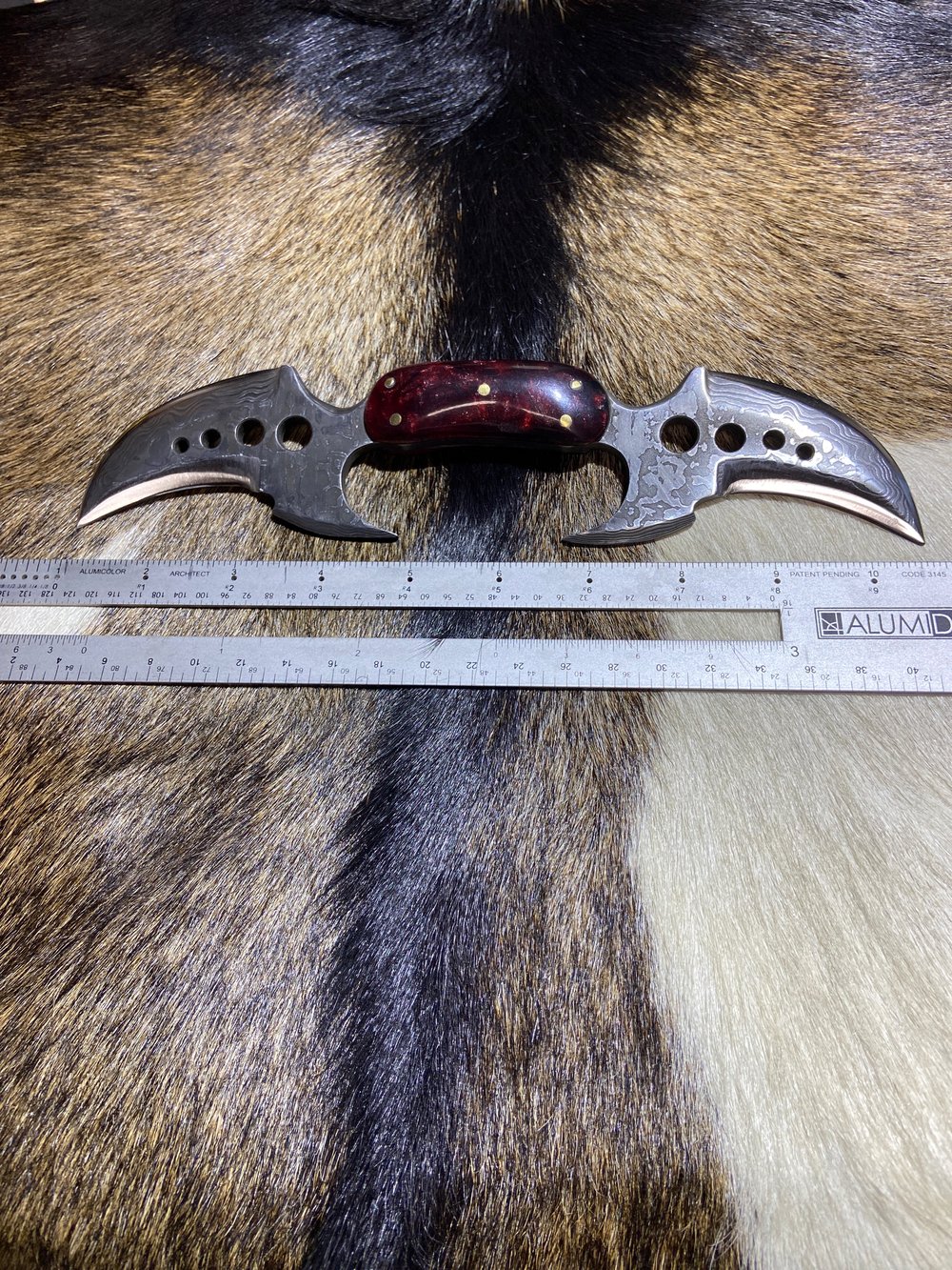 Image of Stunning, Damascus dual razor, edged, hooked blade.