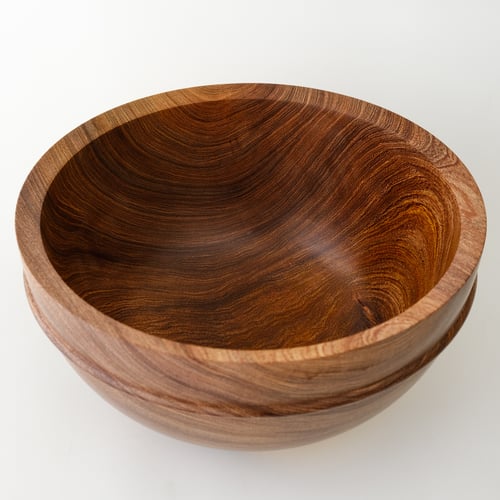 Image of Large Mesquite Bowl Adorned with a Bead