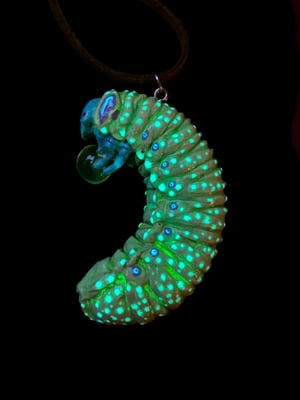 Elephant Beetle Larva Pendant Toxic Waste Edition