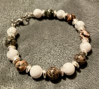 Image 4 of Red Snowflake Obsidian and Howlite with Silver Hematite - Size 7