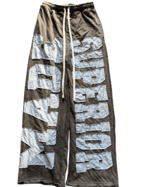 Image 1 of Black/Blue Unisex Baggy Oversized Distressed Sweatpants