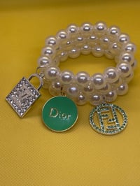Image 1 of Stackable Pearl Bracelets with Designer-Inspired Charms