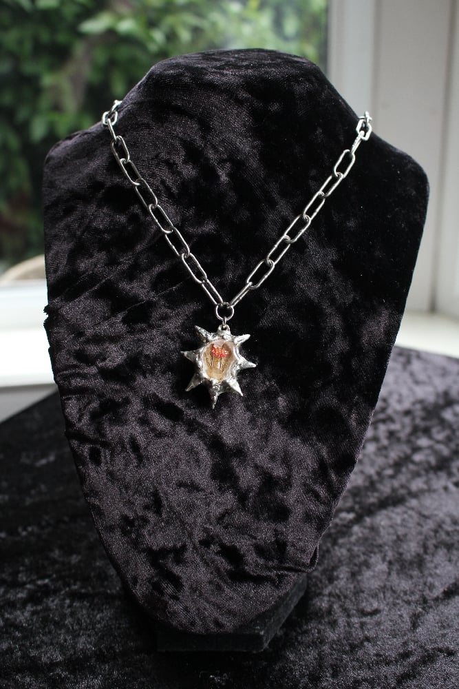 dead good snail mushroom and bee wing spiky necklace