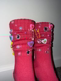 Image 2 of sweetheart junk socks // hot pink