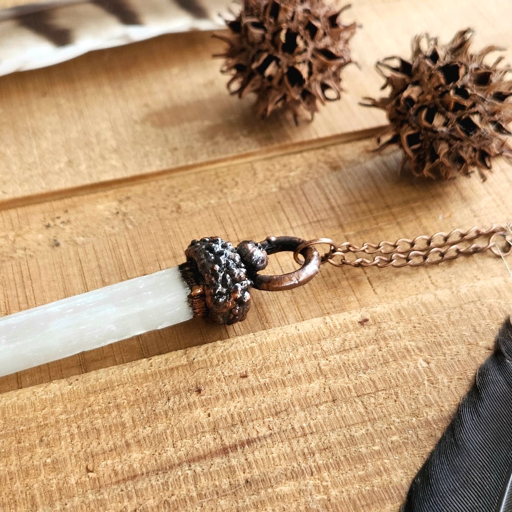 Image of Selenite Acorn Necklace