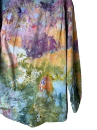Image 8 of ♻️ UPCYCLED S Ladies 100% Cotton Boyfriend Shirt in Appalachian Sunset Ice Dye