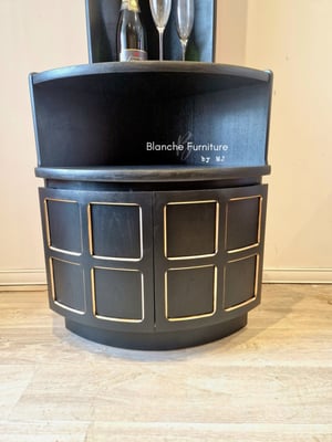 Image of Tall, Mid Century Corner Cabinet in Black and Gold - By Nathan