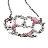 Image 2 of white zombie brass knuckle necklace 