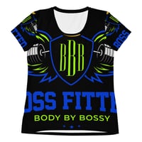 Image 1 of BossFitted Black Neon Green and Blue Women's Athletic T-shirt