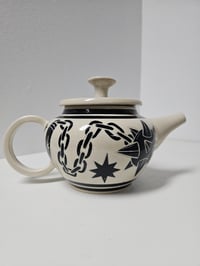 Image 1 of Teapot 2 - "Hail Yourself" Flail & Stars *SECONDS PIECE*