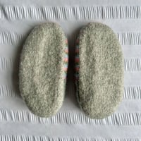 Image 4 of Felted slippers in multi green stripe