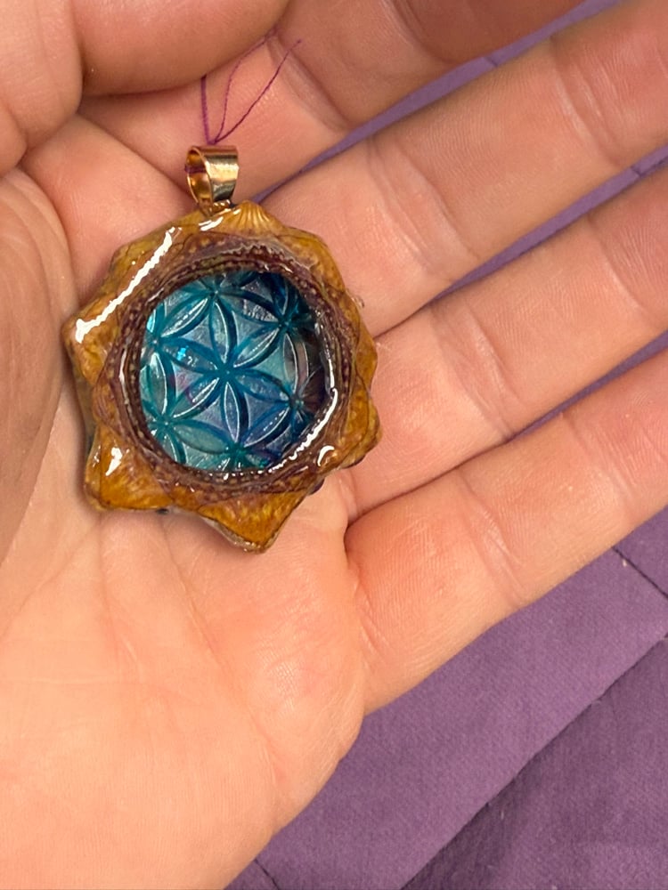 Image of Blue Seed of Life Pinecone Charm | Handmade PNW Jewelry | #89