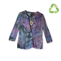 Image 1 of ♻️ UPCYCLED M Sweater Cardigan in Earthy Watercolor Ice Dye