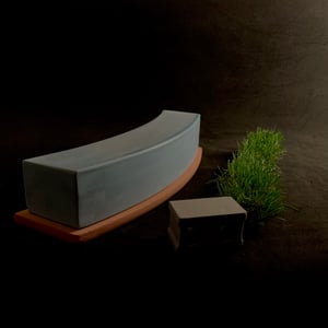Image of  Curved Bench/Planter (Blue and Brick)