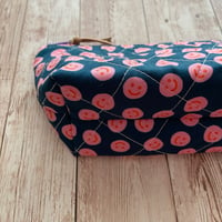 Image 4 of “Navy & Pink Smileys” Small OR Mini Quilted Zipper Bag