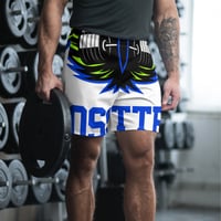 Image 1 of BOSSFITTED Neon Green and Blue Men's Athletic Long Shorts