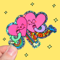 Two hearts glitter sticker 