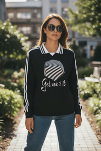 Image 5 of Get Use 2 It Striped Collar Sweatshirt Black