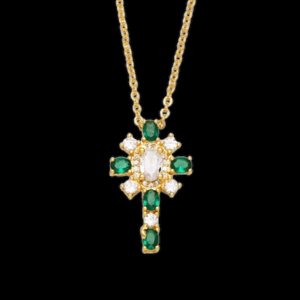 Image of EMERALD DAINTY CROSS NECKLACES 
