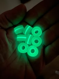 Image 2 of double jade stubby beads glow center 