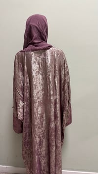 Image 4 of Korean shimmer fabric Puff sleeves butterfly Abaya sparkling magenta comes with a matching scarf 